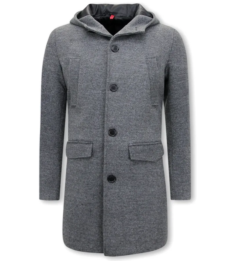 ABRIGOS CLáSICOS CON CAPUCHA PARA HOMBRE  QQC8768  GRIS