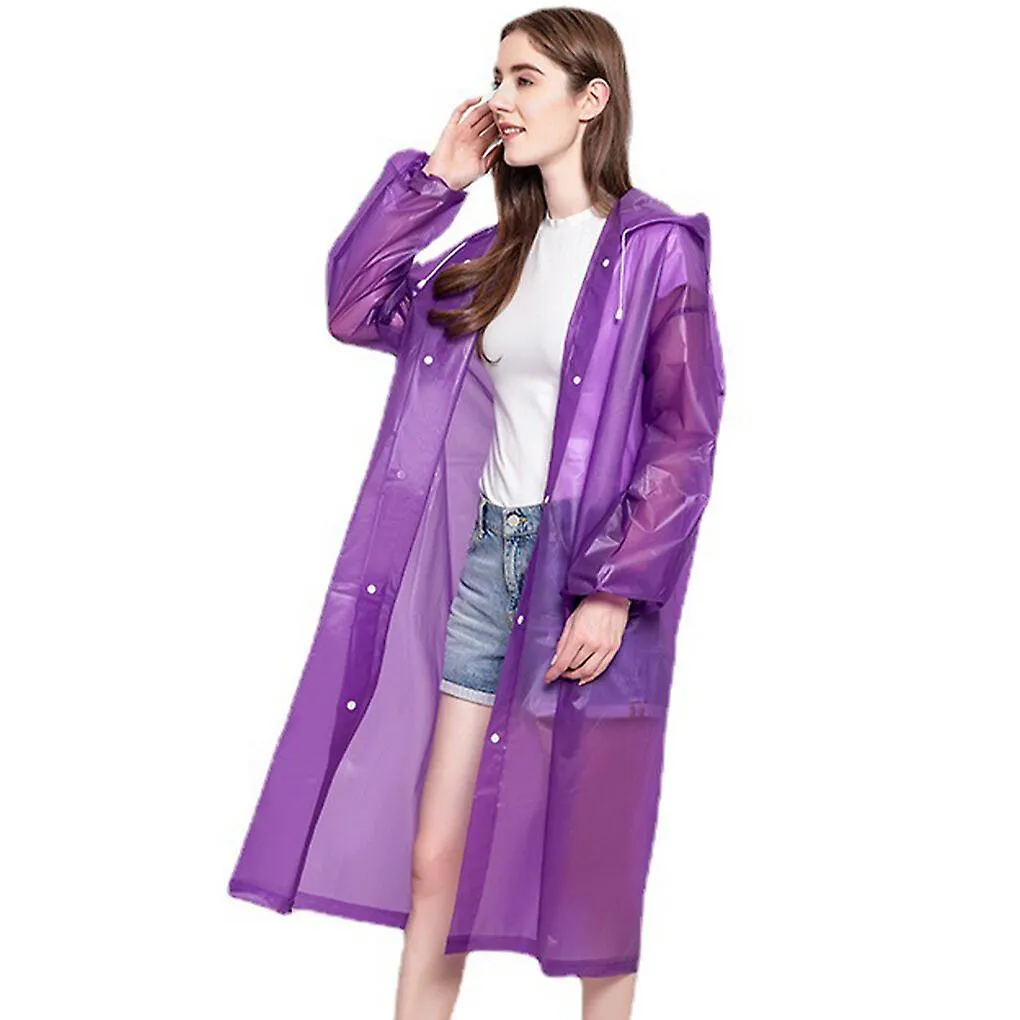 Adults Raincoat Waterproof Adjustable Protection Rain Coat Women Men EVA Fishing Rainproof Rainwear Long Sleeve Hoodie Purple