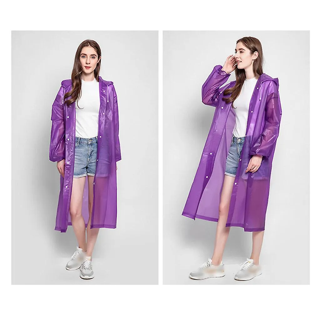 Adults Raincoat Waterproof Adjustable Protection Rain Coat Women Men EVA Fishing Rainproof Rainwear Long Sleeve Hoodie Purple