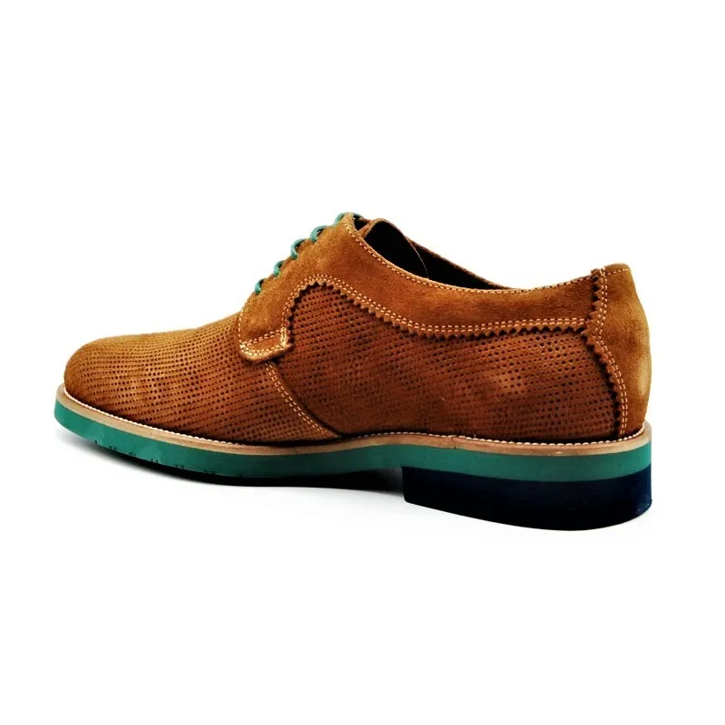 ANGEL INFANTES 9744 Azul y cuero. Cordones picado