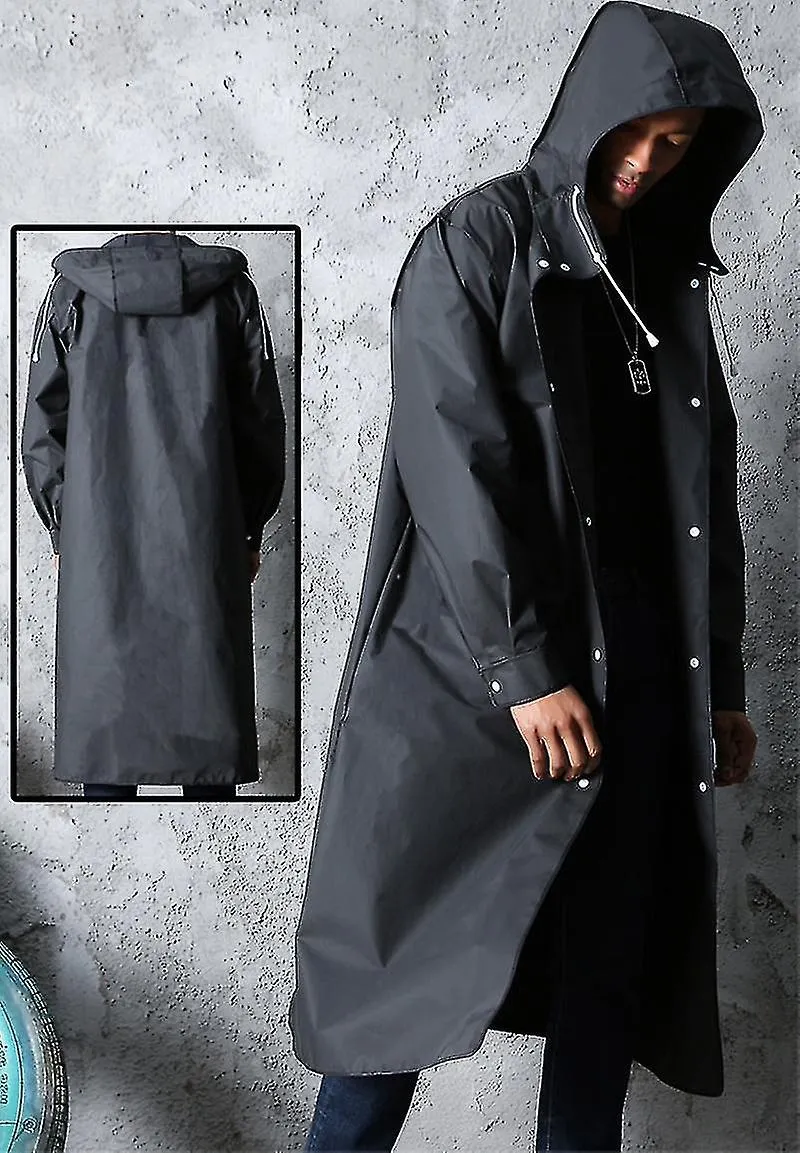 Black Fashion Adult Waterproof Long Raincoat Women Men Rain Coat Hooded For Outdoor Hiking Travel Fishing