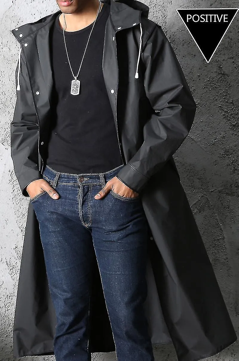 Black Fashion Adult Waterproof Long Raincoat Women Men Rain Coat Hooded For Outdoor Hiking Travel Fishing