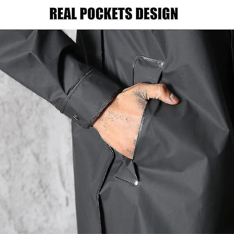 Black Fashion Adult Waterproof Long Raincoat Women Men Rain Coat Hooded For Outdoor Hiking Travel Fishing