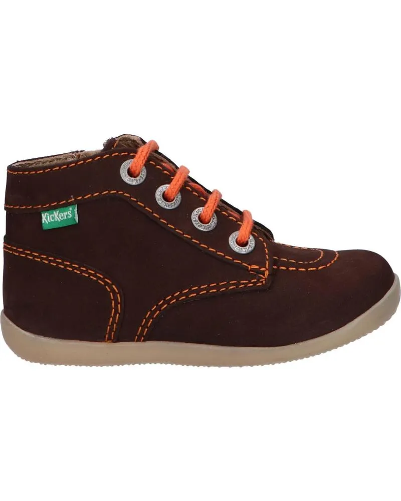 BOTINES DE NIñA Y NIñO KICKERS 653097 BONZIP2 92 MARRON FONCE ORANGE
