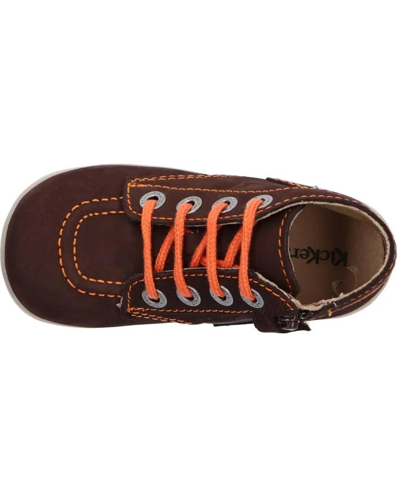 BOTINES DE NIñA Y NIñO KICKERS 653097 BONZIP2 92 MARRON FONCE ORANGE