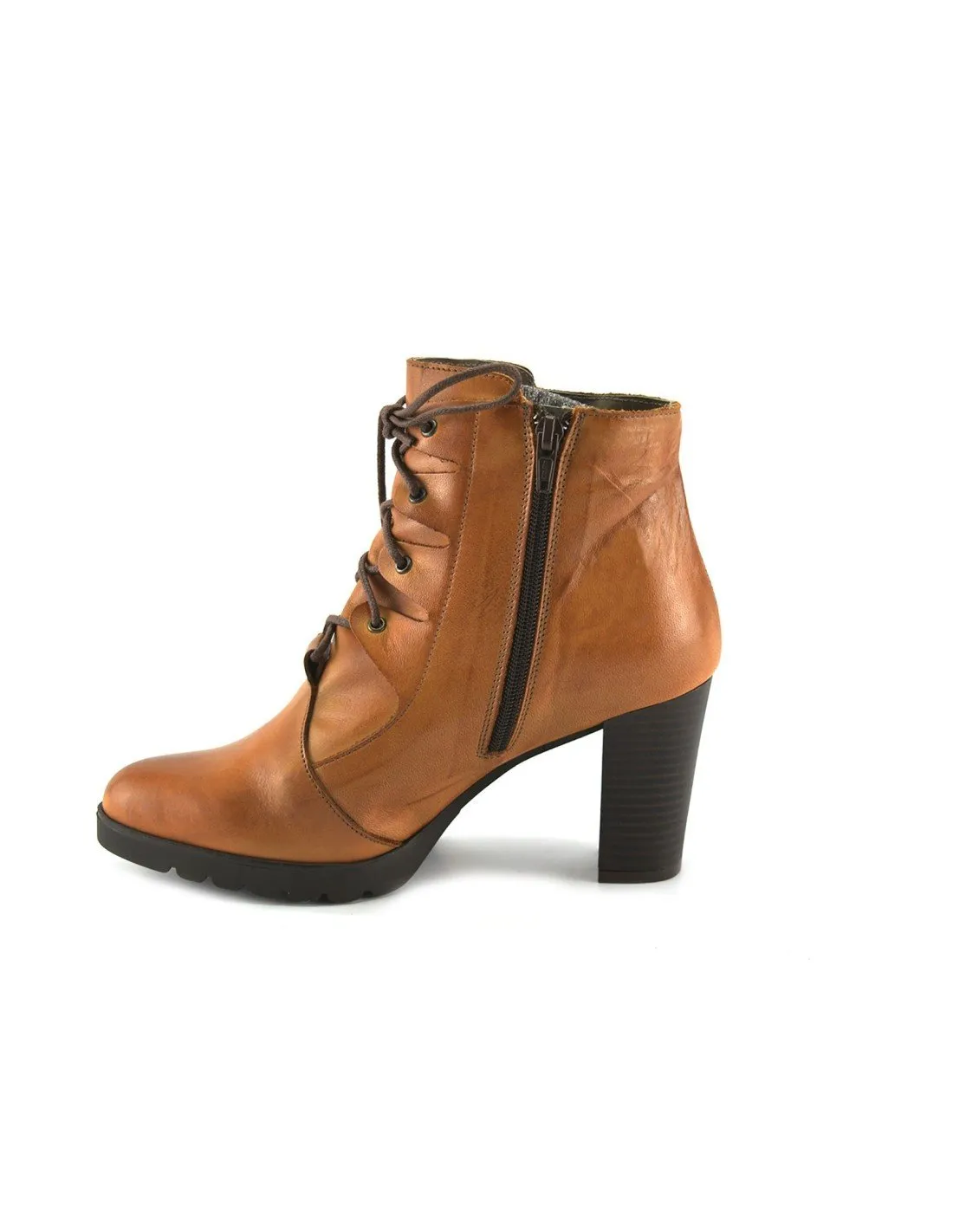 Botín Mujer Tacón Cordones Cuero