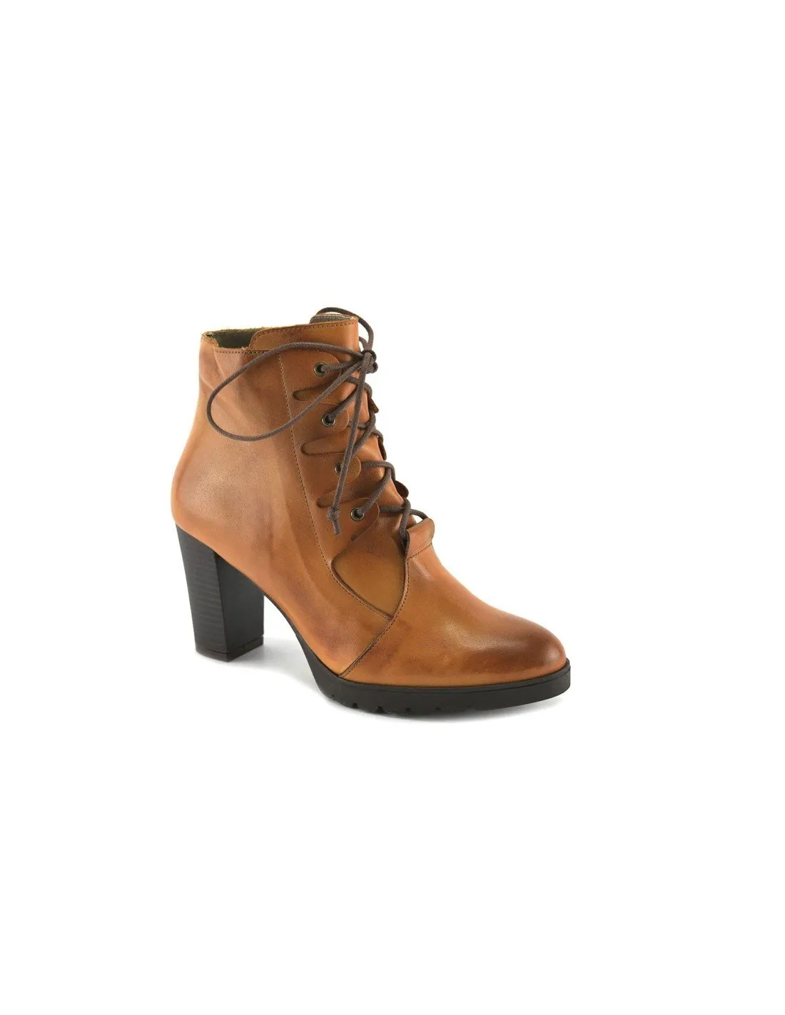 Botín Mujer Tacón Cordones Cuero