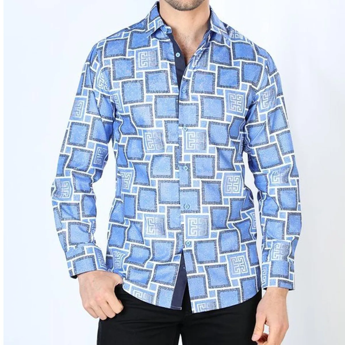 CAMISA DE MODA EL SEOR DE LOS CIELOS COLOR AZUL A CUADROS GEN44004