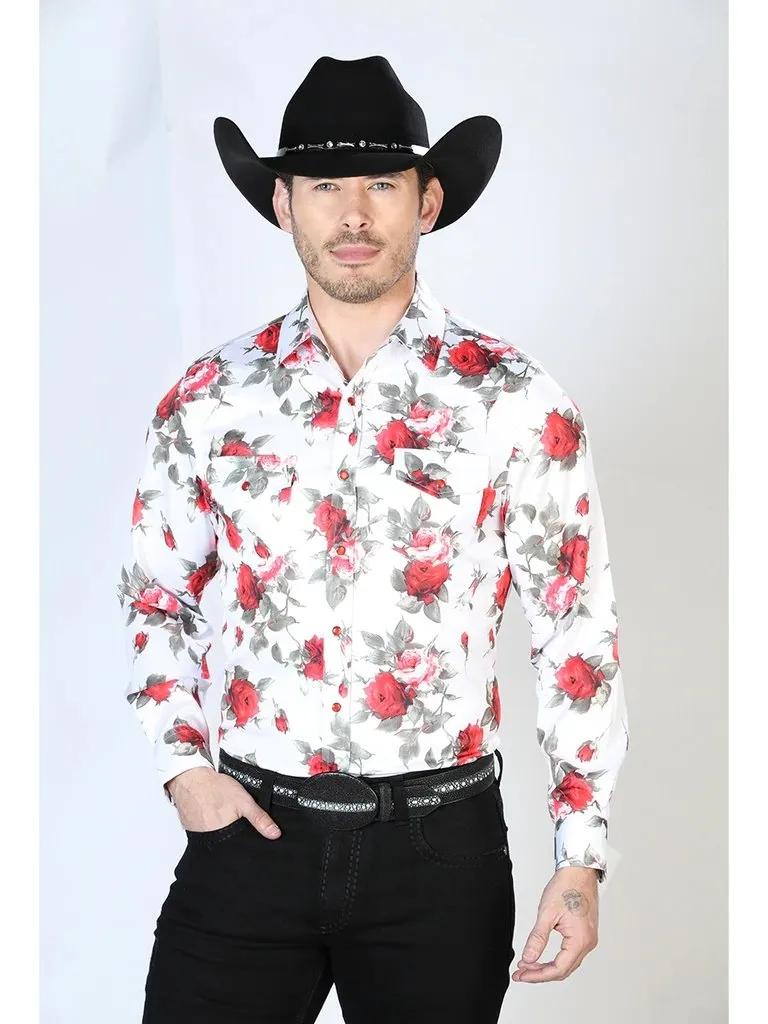 CAMISA VAQUERA DE MODA EL SEOR DE LOS CIELOS BLANCA CON FLORES GEN43935