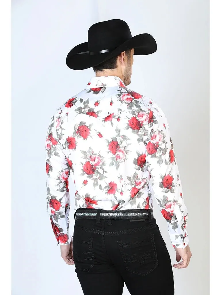 CAMISA VAQUERA DE MODA EL SEOR DE LOS CIELOS BLANCA CON FLORES GEN43935