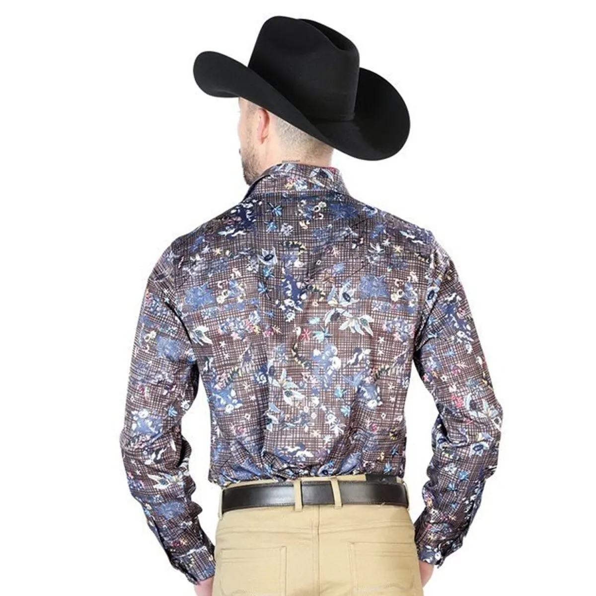 CAMISA VAQUERA DE MODA EL SEOR DE LOS CIELOS COLOR NAVY FLORAL GEN43953