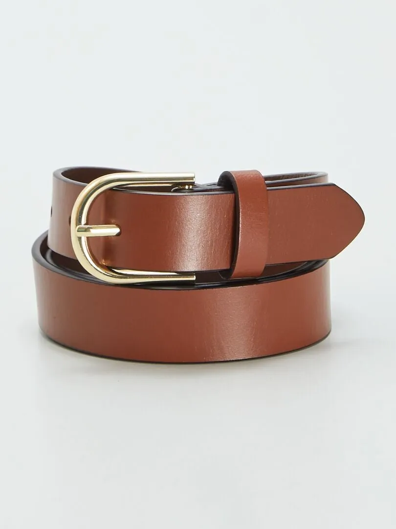 CINTURóN BáSICO DE PIEL  MARRON