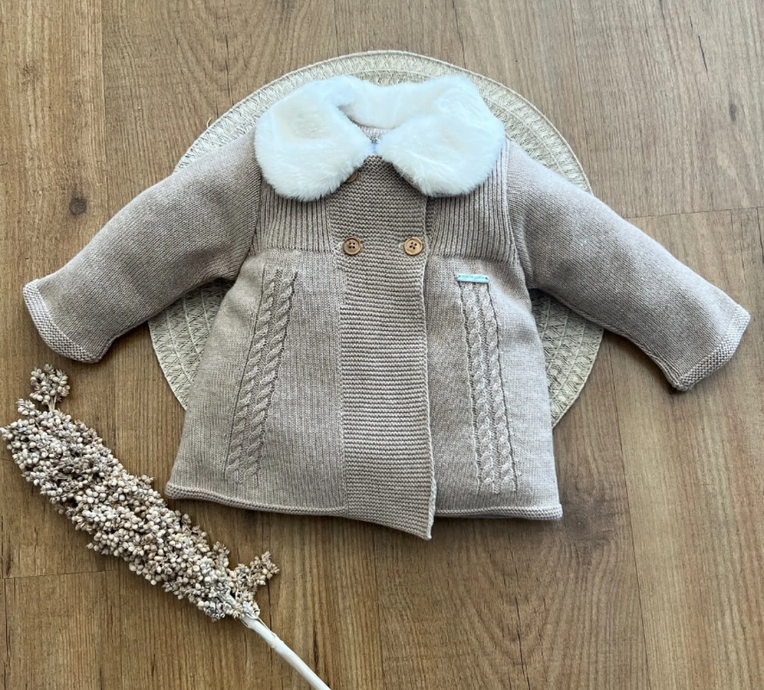 Don Algodón unisex baby coat in sand color