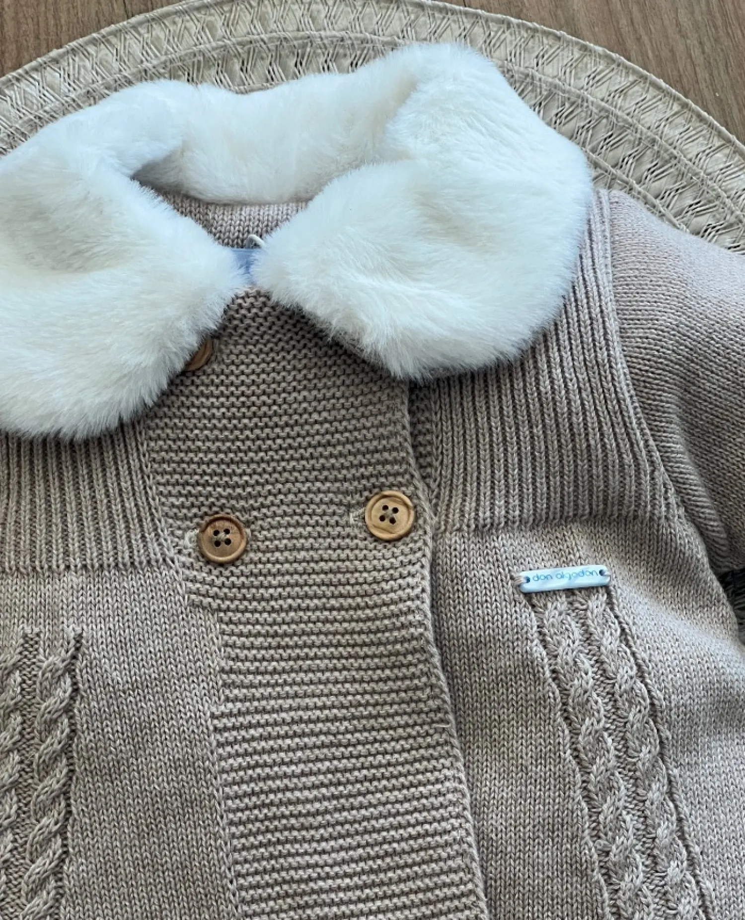 Don Algodón unisex baby coat in sand color