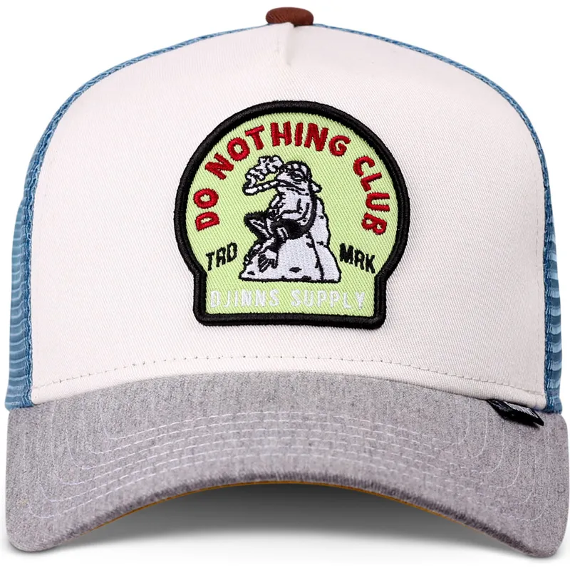 Gorra trucker blanca, azul y gris Frog Do Nothing Club HFT DNC de Djinns