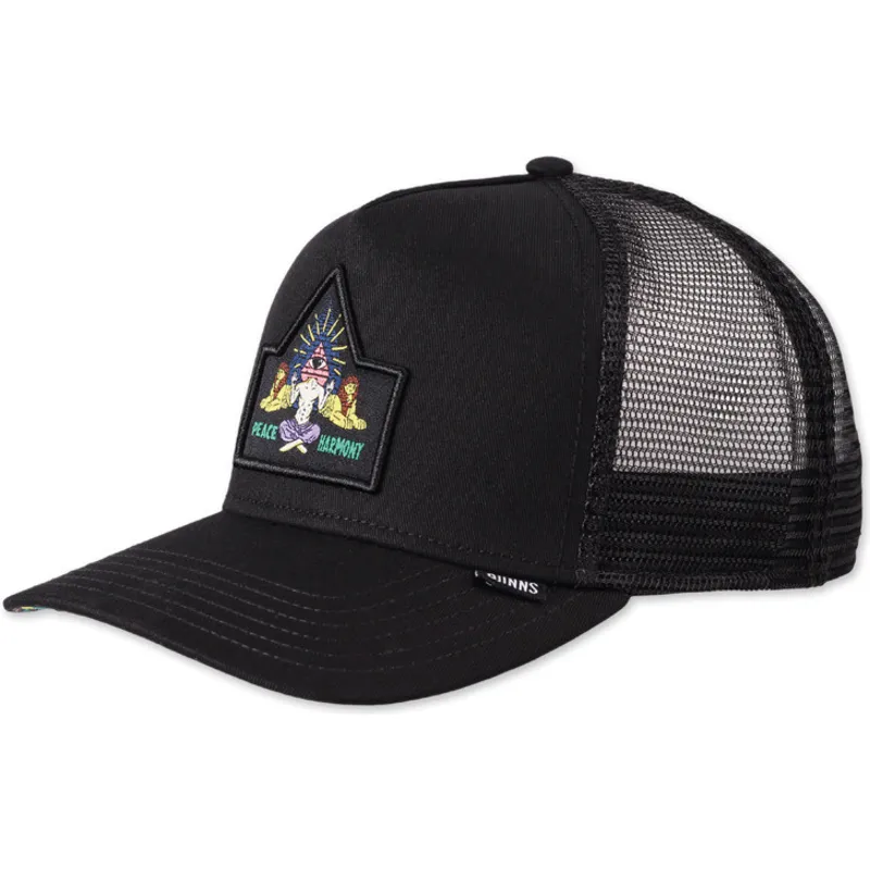 Gorra trucker negra Peace & Harmony HFT de Djinns