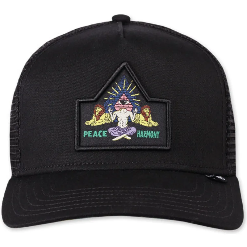 Gorra trucker negra Peace & Harmony HFT de Djinns