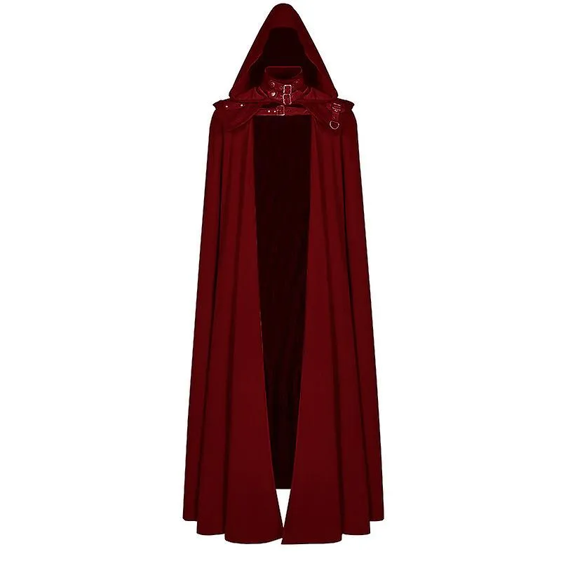 Medieval Hooded Coat Gothic Coat Long Trench Halloween Devil Wizard Death Cloak Robe Cape