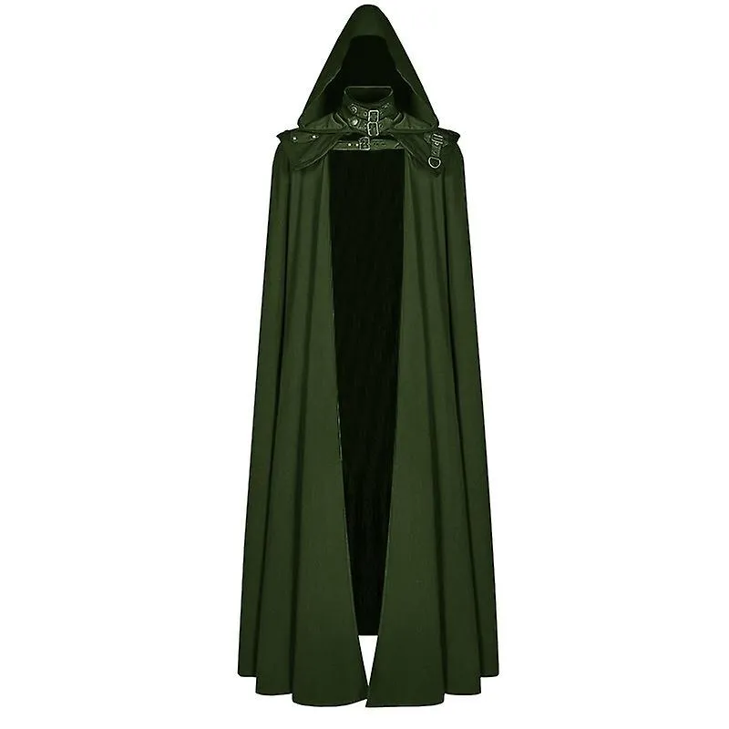 Medieval Hooded Coat Gothic Coat Long Trench Halloween Devil Wizard Death Cloak Robe Cape
