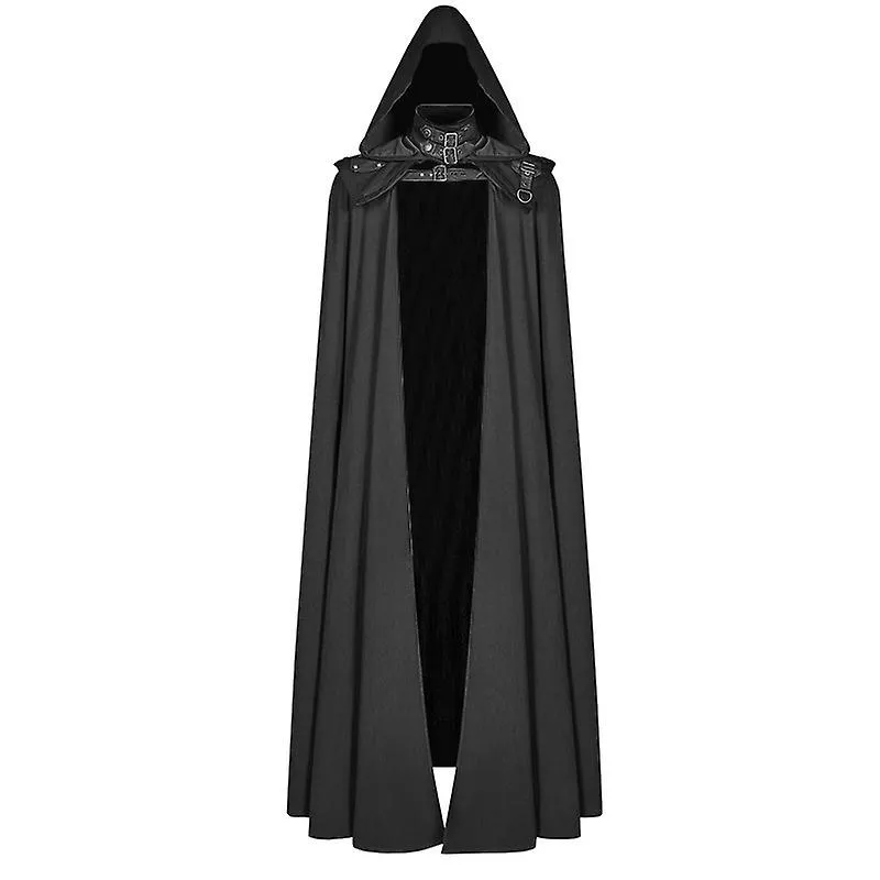 Medieval Hooded Coat Gothic Coat Long Trench Halloween Devil Wizard Death Cloak Robe Cape