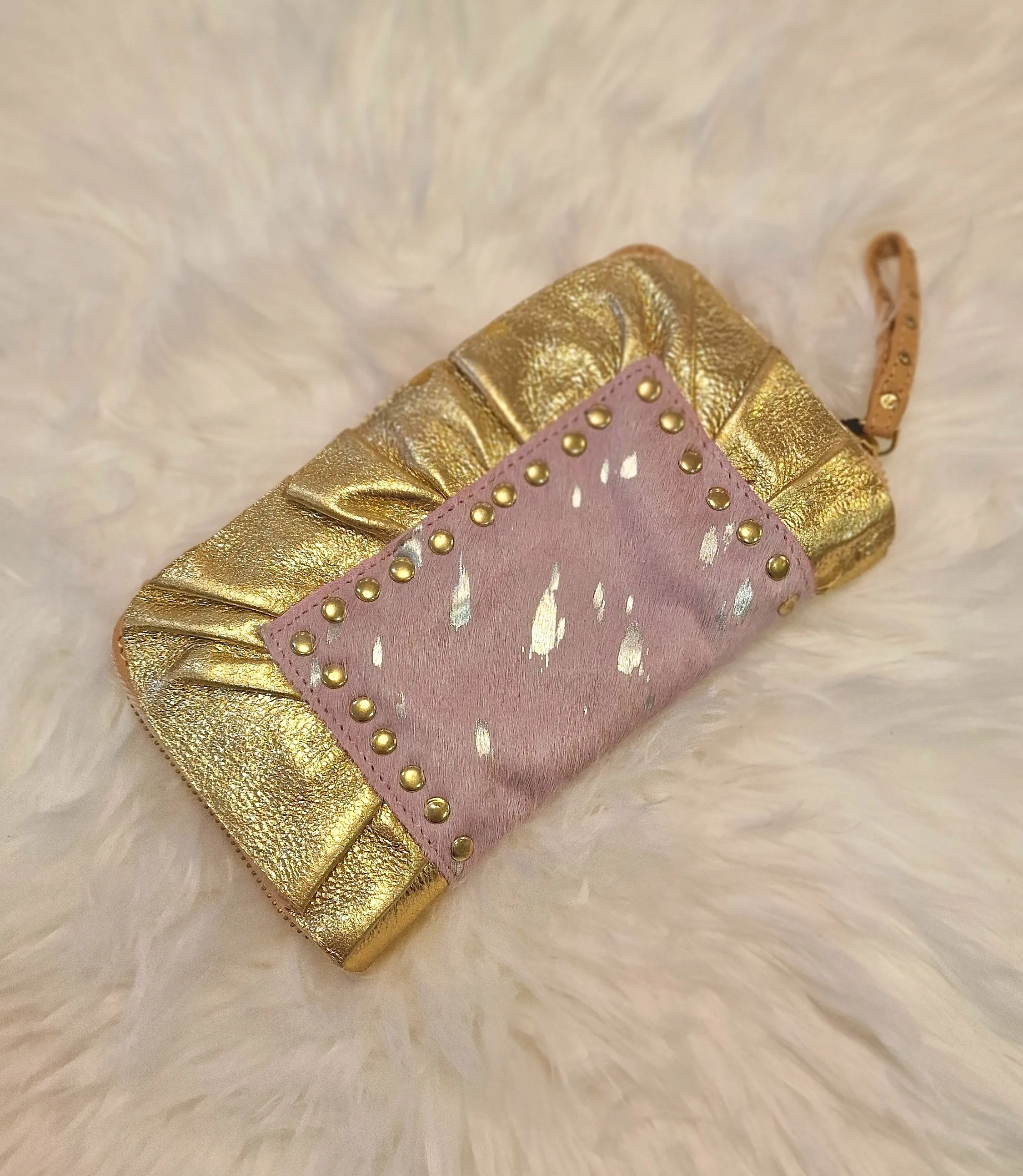 Monedero rosa piel Boho