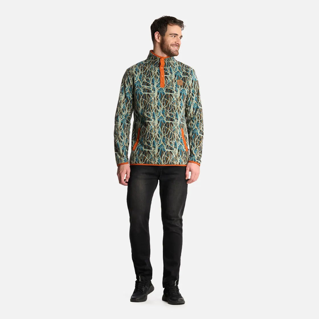 Polerón Hombre Tokerau Print Petroleo Haka Honu