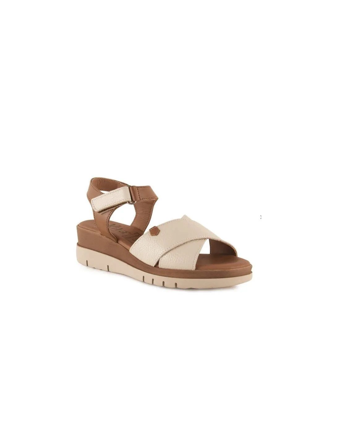 Sandalias plataforma cuña piel