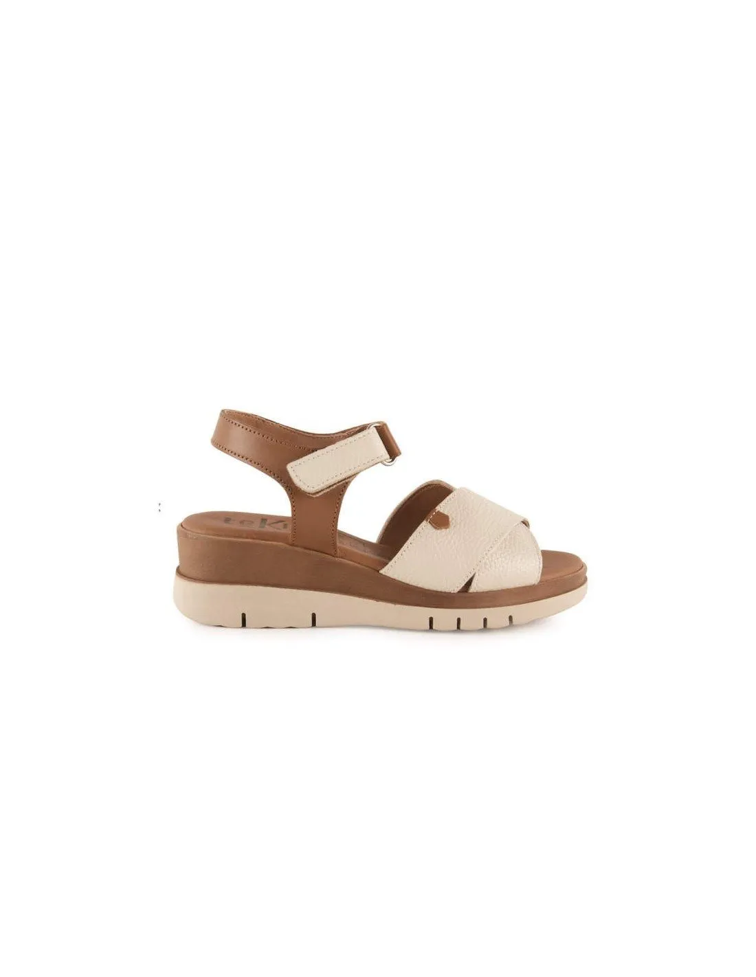 Sandalias plataforma cuña piel