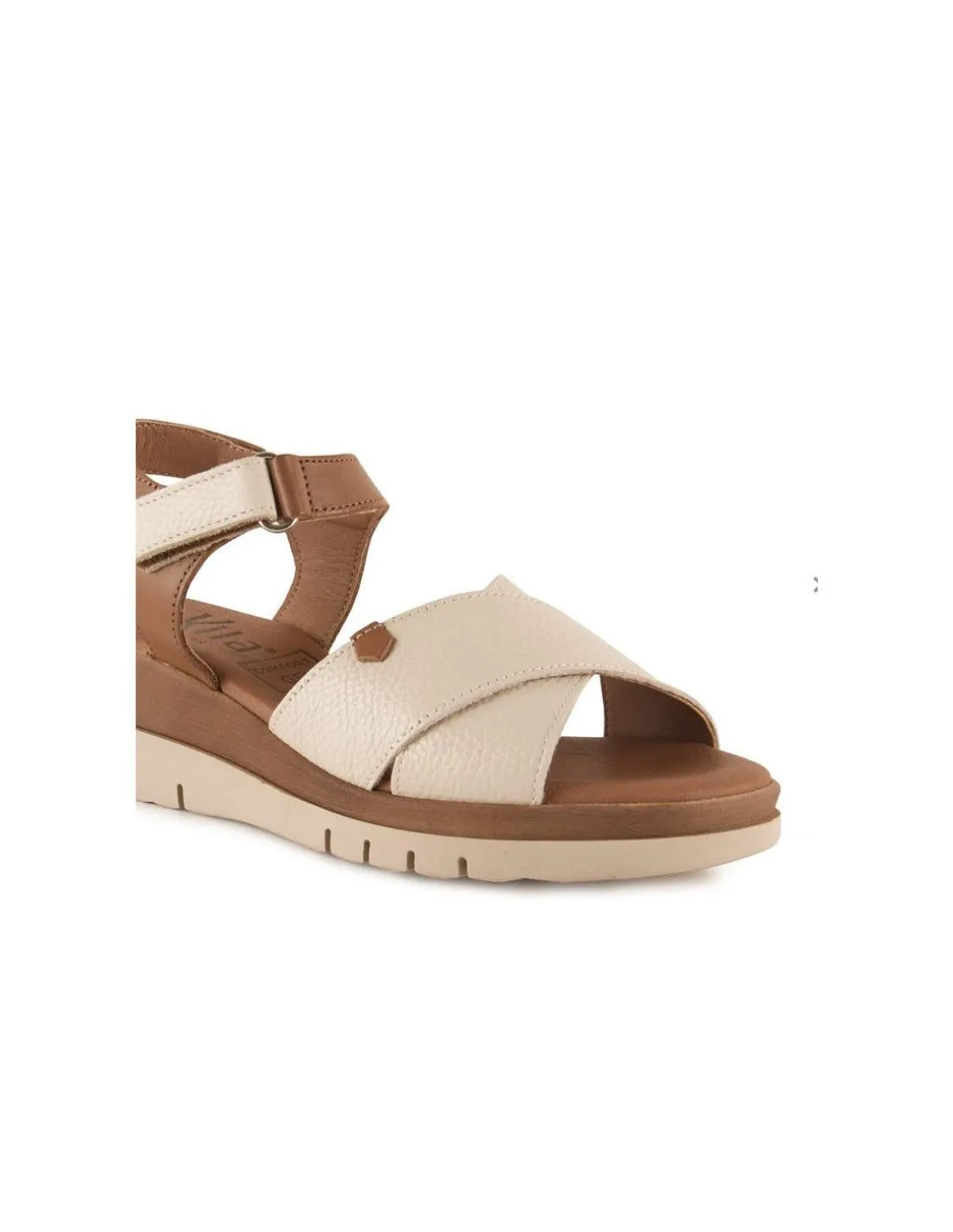 Sandalias plataforma cuña piel