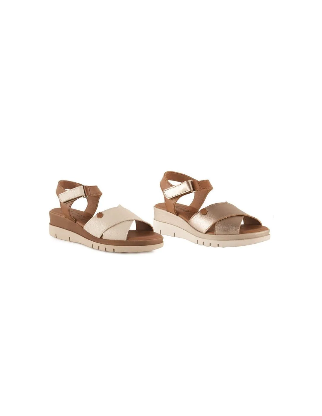 Sandalias plataforma cuña piel