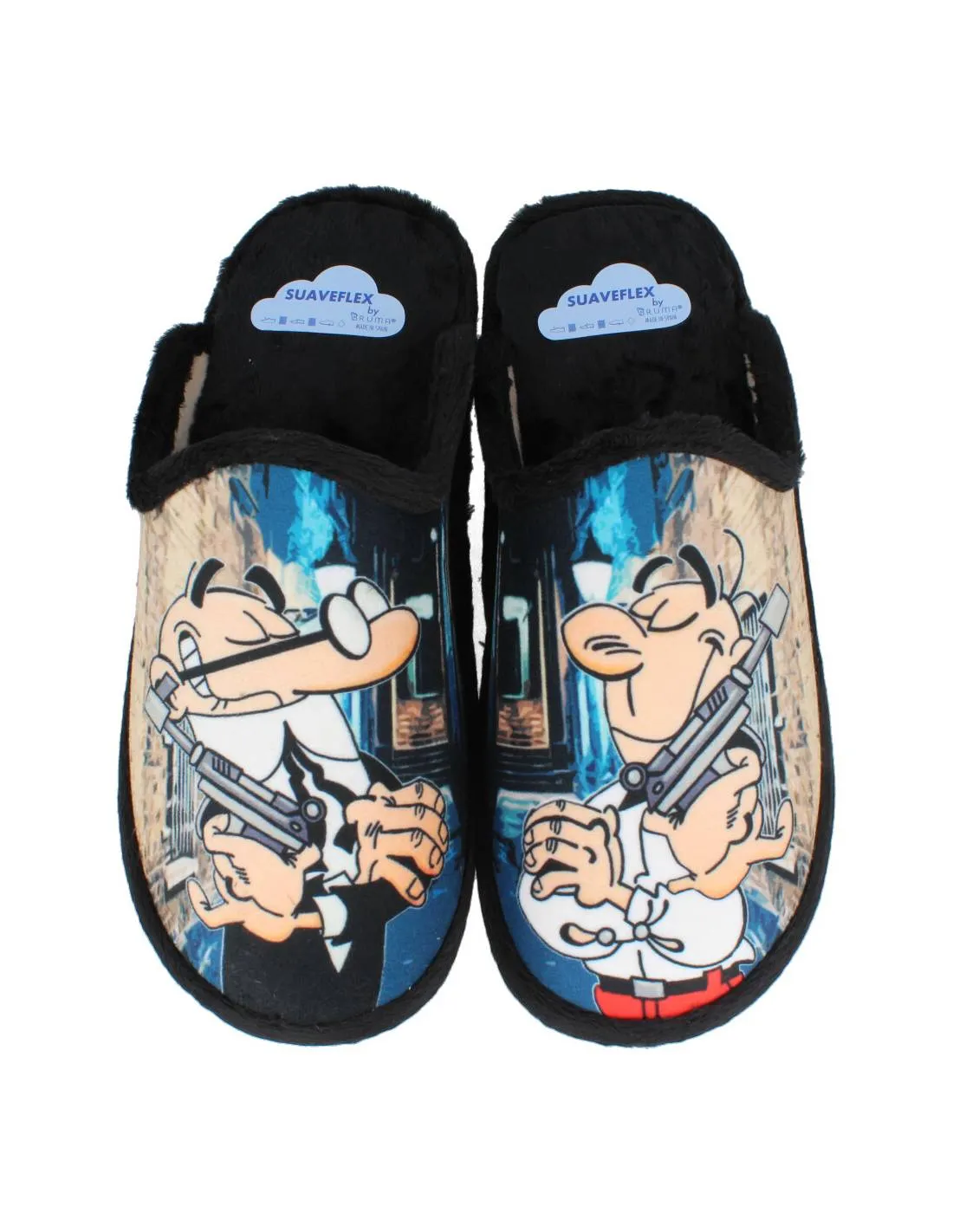 SUAVEFLEX  ZAPATILLAS CASA MORTADELO Y FILEMóN NEGRA