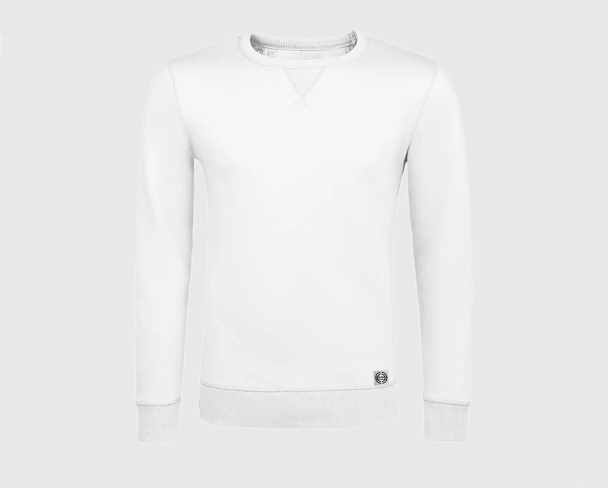 Sudadera cuello redondo clásica unisex color blanco