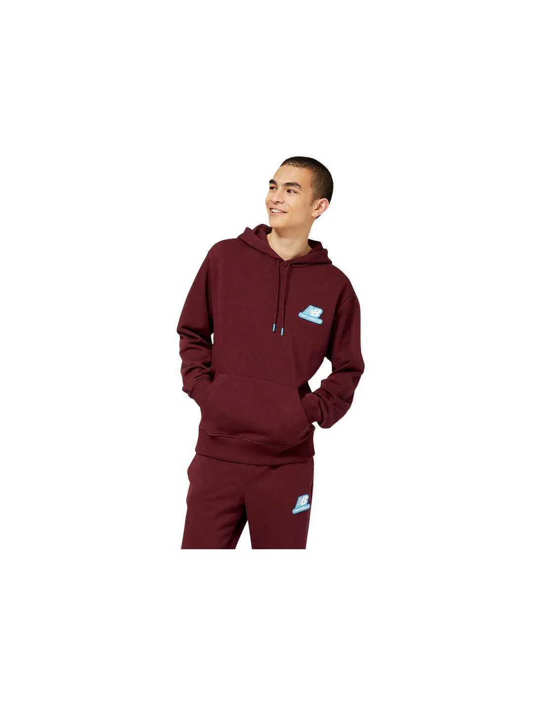 Sudadera New Balance Essentials Stacked Rubber PO vinotinto hombre