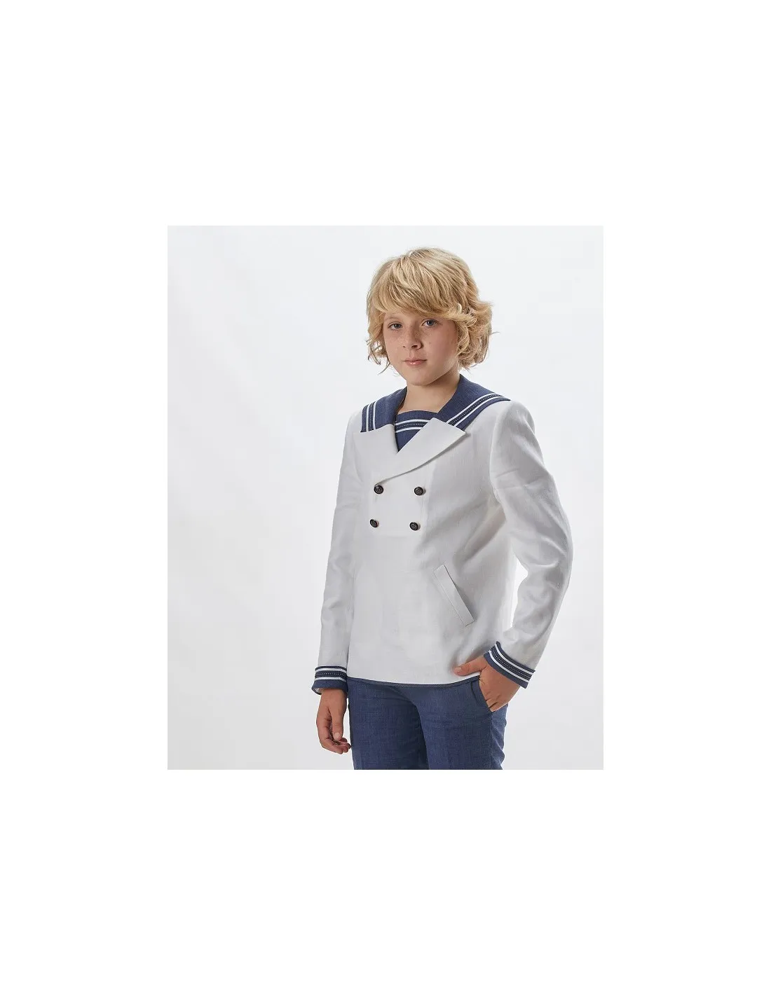 Traje Niño Marinero Barcarola Blanco y Azul Temporada 2022
