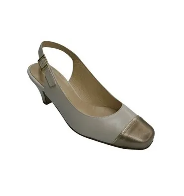 Zapato mujer punta metalizada cerrada talón abierto Pomares Vazquez en combinado