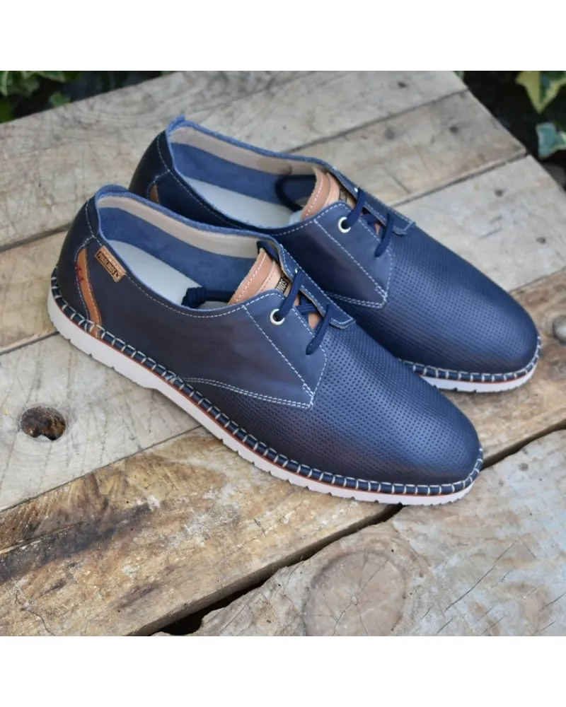 Zapato OUTLET de cordones para hombre Pikolinos Albir M6R Azul Brandy