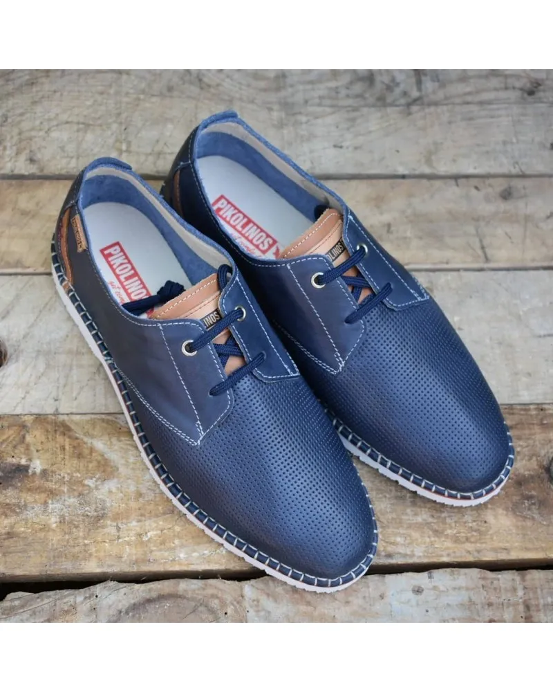Zapato OUTLET de cordones para hombre Pikolinos Albir M6R Azul Brandy