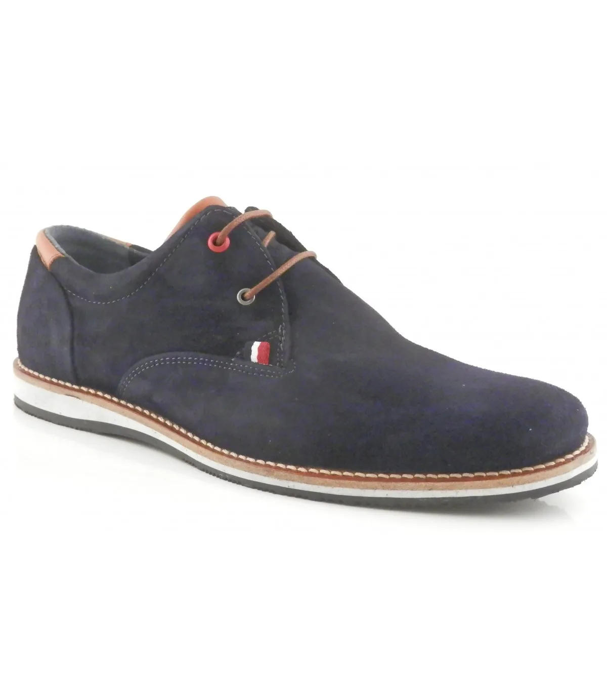 Zapatos de cordones en serraje marino